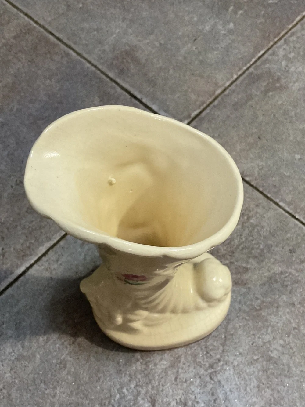 Cream Ceramic Rose Accent Vase - Decorative Home Accent